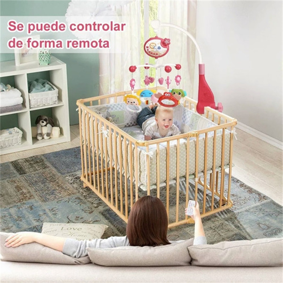 Brazo Móvil Musical Para Cuna Sonajero Giratoria Proyector