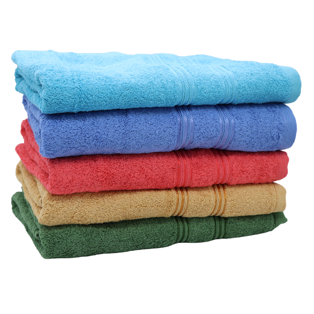 Genérico Toallas de baño Grandes de algodón 80%, Juego de 5 Toallas, 600 Gramos por Metro Cuadrado, Colores Vibrantes Secado rápido y superabosrbentes (2 Rayas).