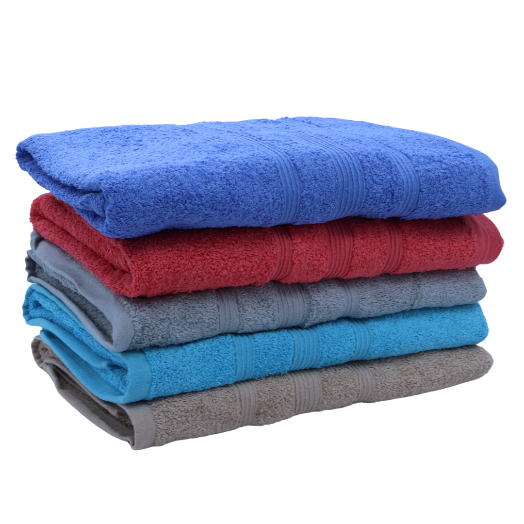 Toallas de baño Grandes de algodón 80%, Juego de 5 Toallas, 600 Gramos por Metro Cuadrado, Colores Vibrantes Secado rápido y superabosrbentes (3 Rayas).