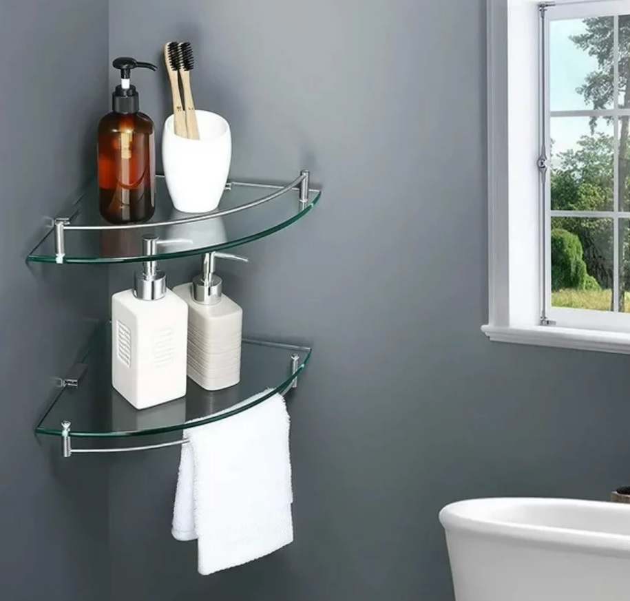 Repisa Organizador Esquinero de Cristal templado3 pzs.