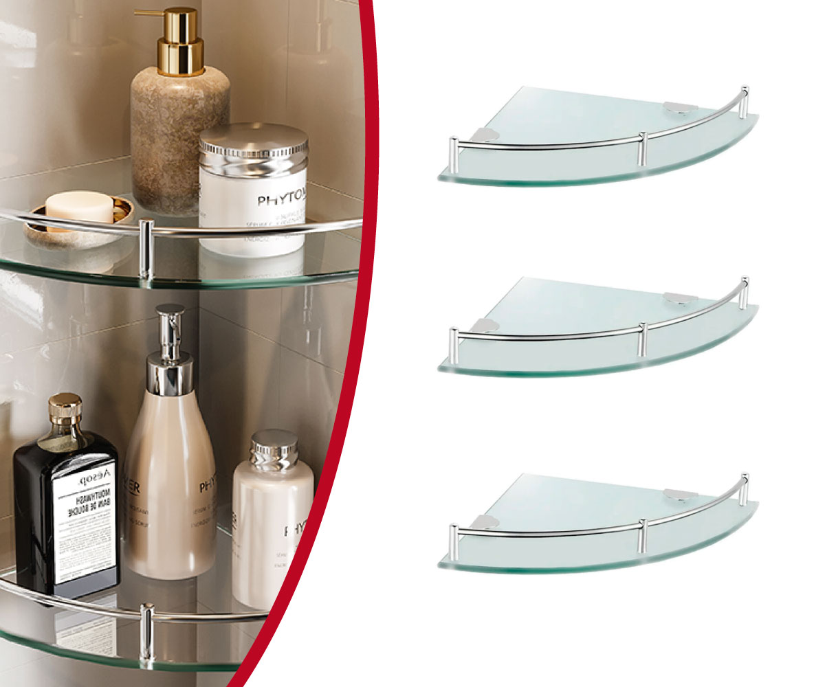 Repisa Organizador Esquinero de Cristal templado3 pzs.