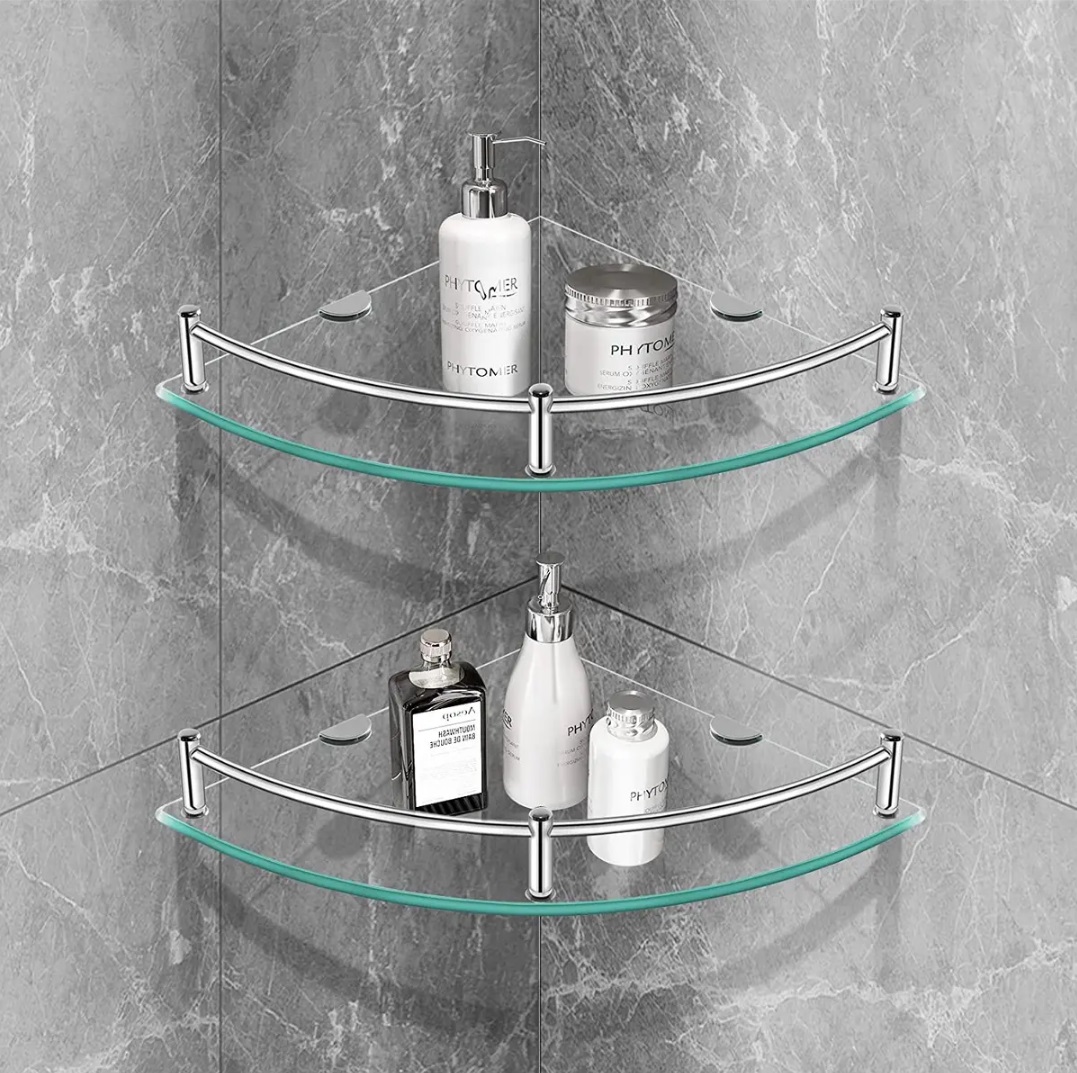Repisa Organizador Esquinero de Cristal templado3 pzs.