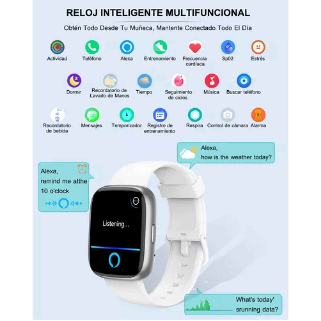 Reloj Inteligente 1.85'' Smartwatch Llamadas Bluetooth Alexa