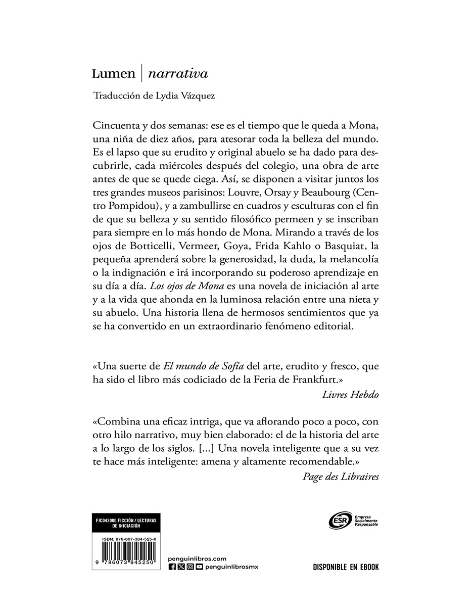Los ojos de Mona Una novela en 52 obras maestras Autor Thomas Schlesser.