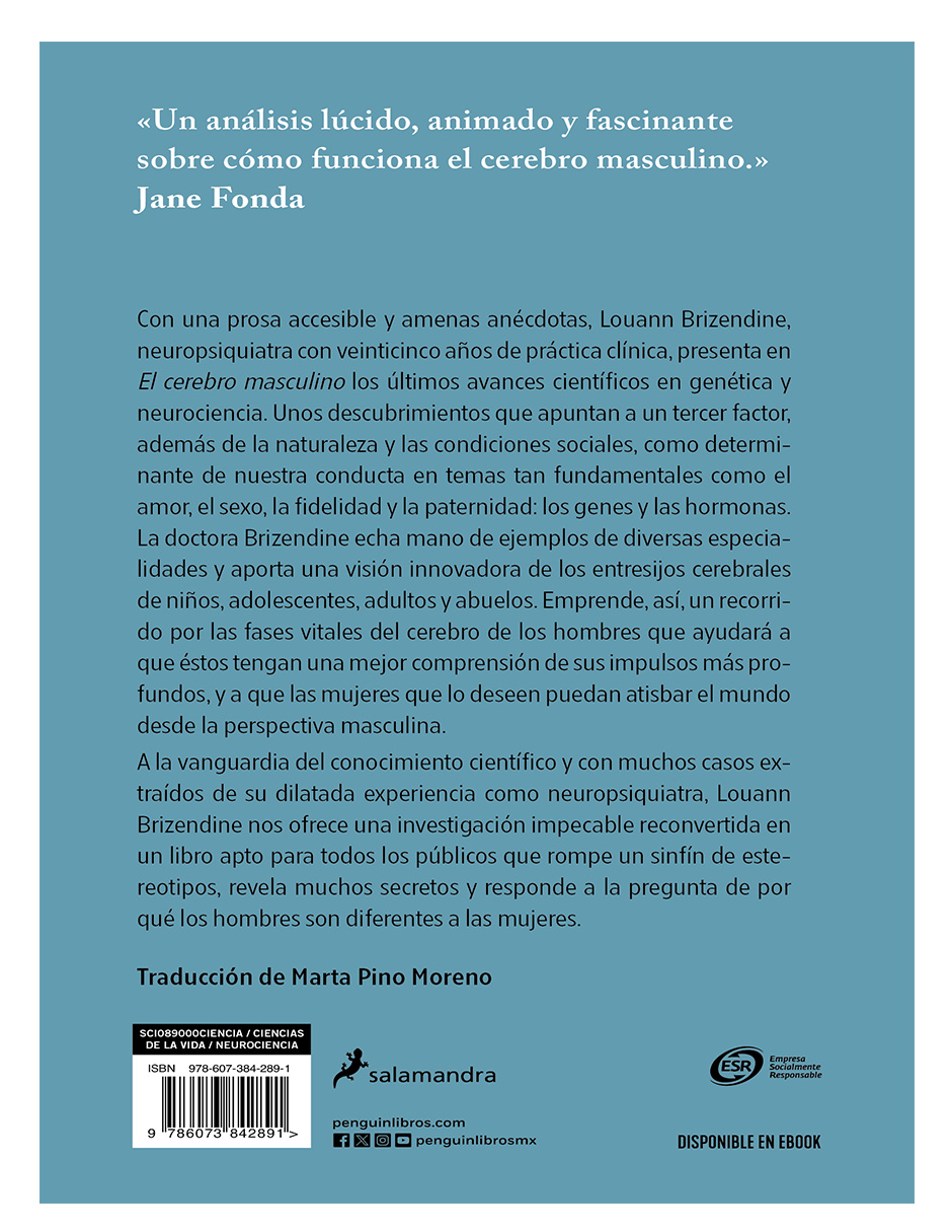 Libro El cerebro masculino Autor Louann Brizendine.