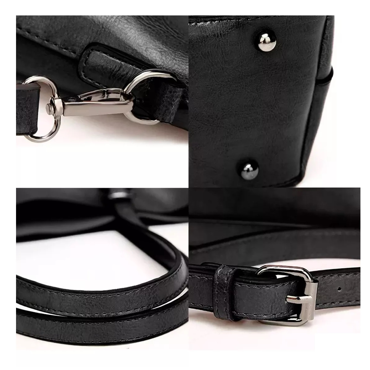 Bolsa De Mano Hombro Mujer Piel Bolso Interior Resistente Color Negro