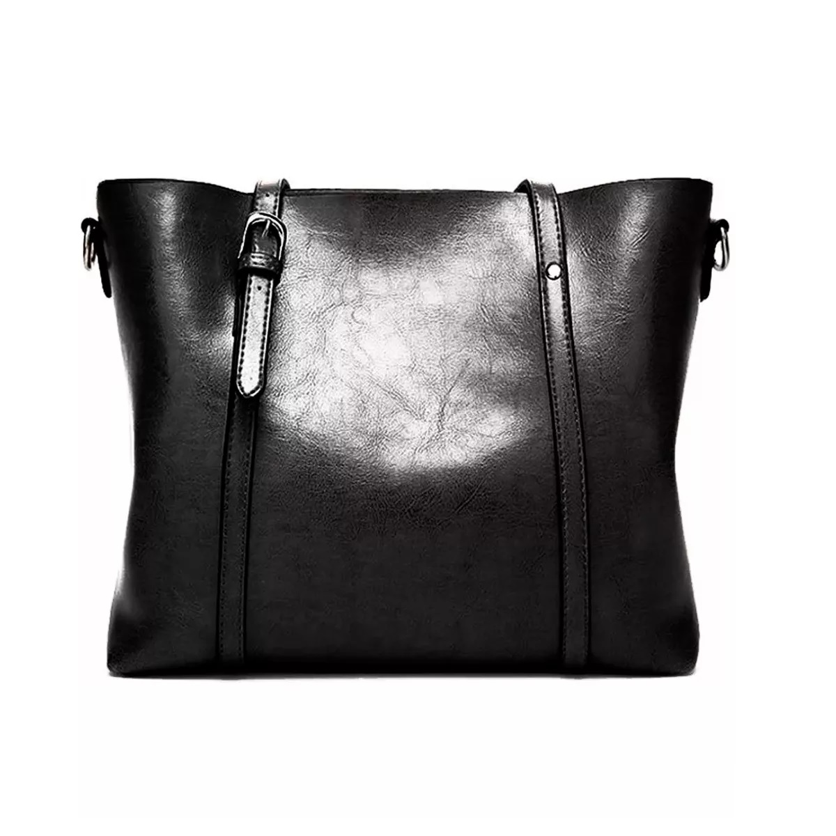 Bolsa De Mano Hombro Mujer Piel Bolso Interior Resistente Color Negro