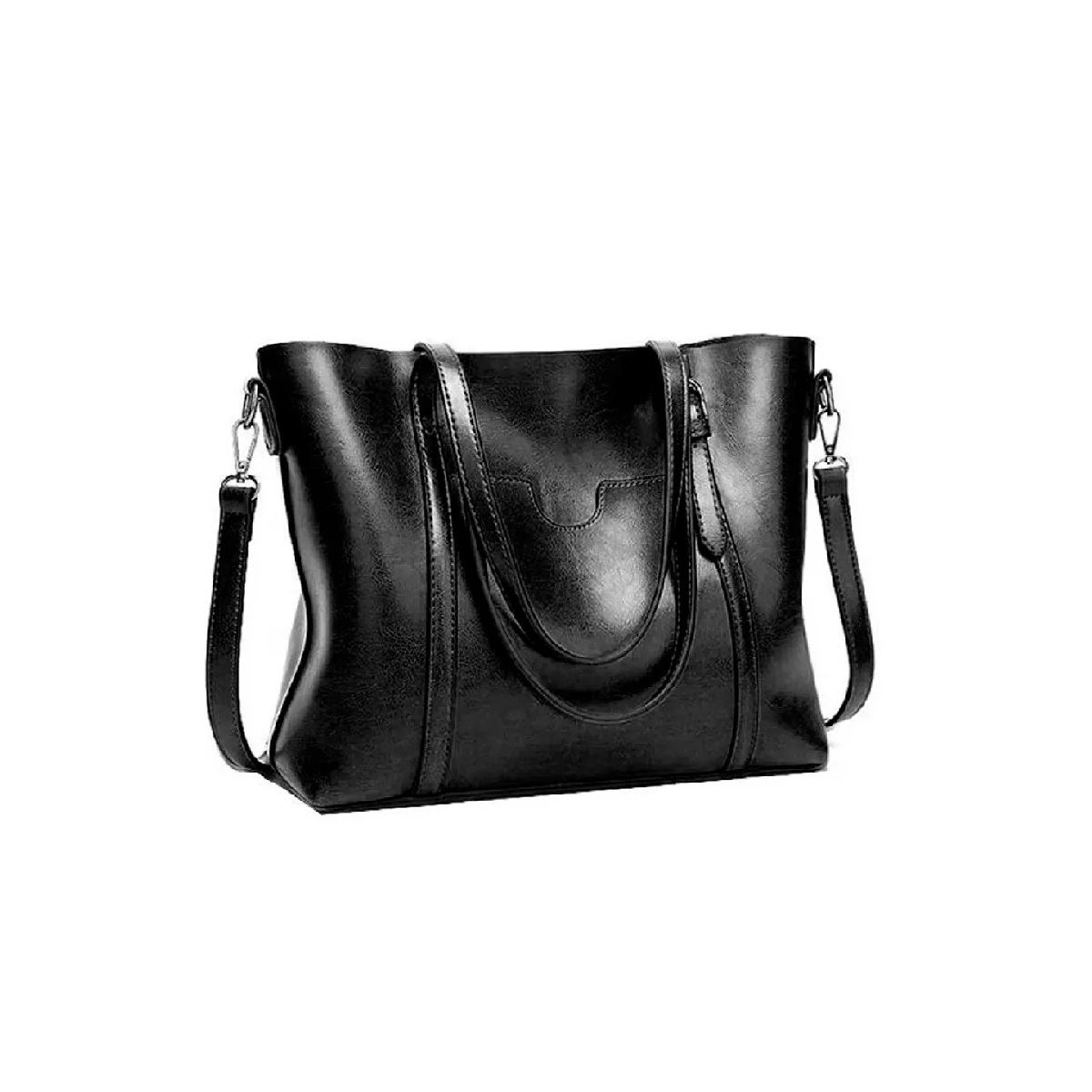 Bolsa De Mano Hombro Mujer Piel Bolso Interior Resistente Color Negro