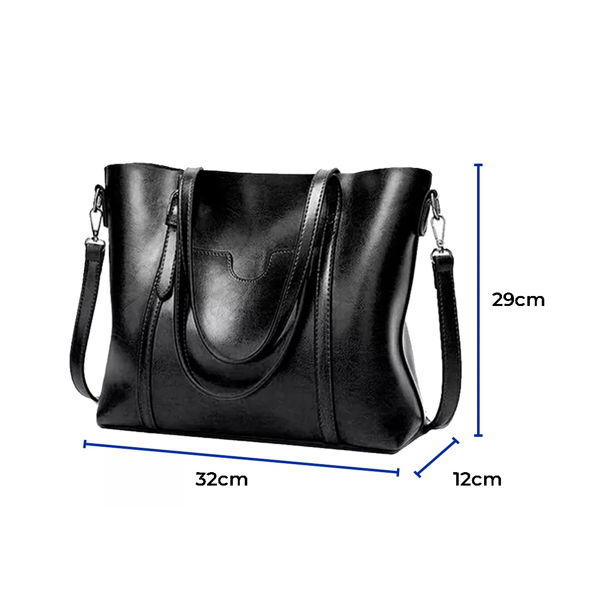 Bolsa De Mano Hombro Mujer Piel Bolso Interior Resistente Color Negro