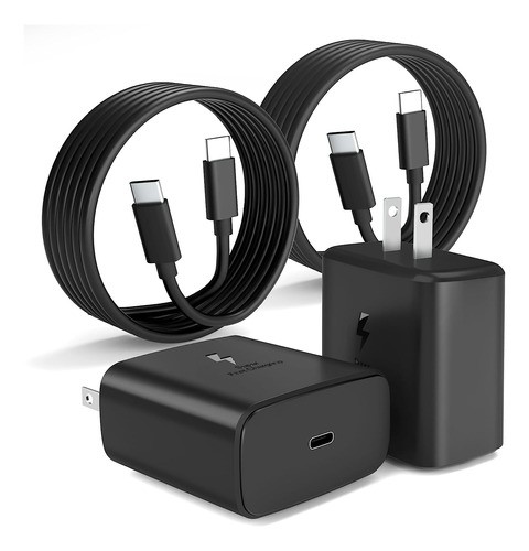 "Cargador Tipo C De 45w Para Samsung S23 S24 Ultra 2 Piezas negros "