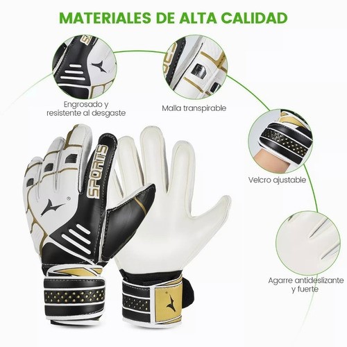 "Guantes Profesionales Con Varillas Para Portero De Fútbol Talla 8 blancos "
