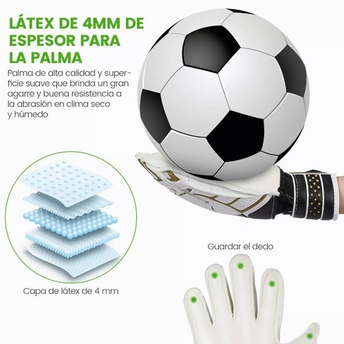 "Guantes Profesionales Con Varillas Para Portero De Fútbol Talla 8 blancos "