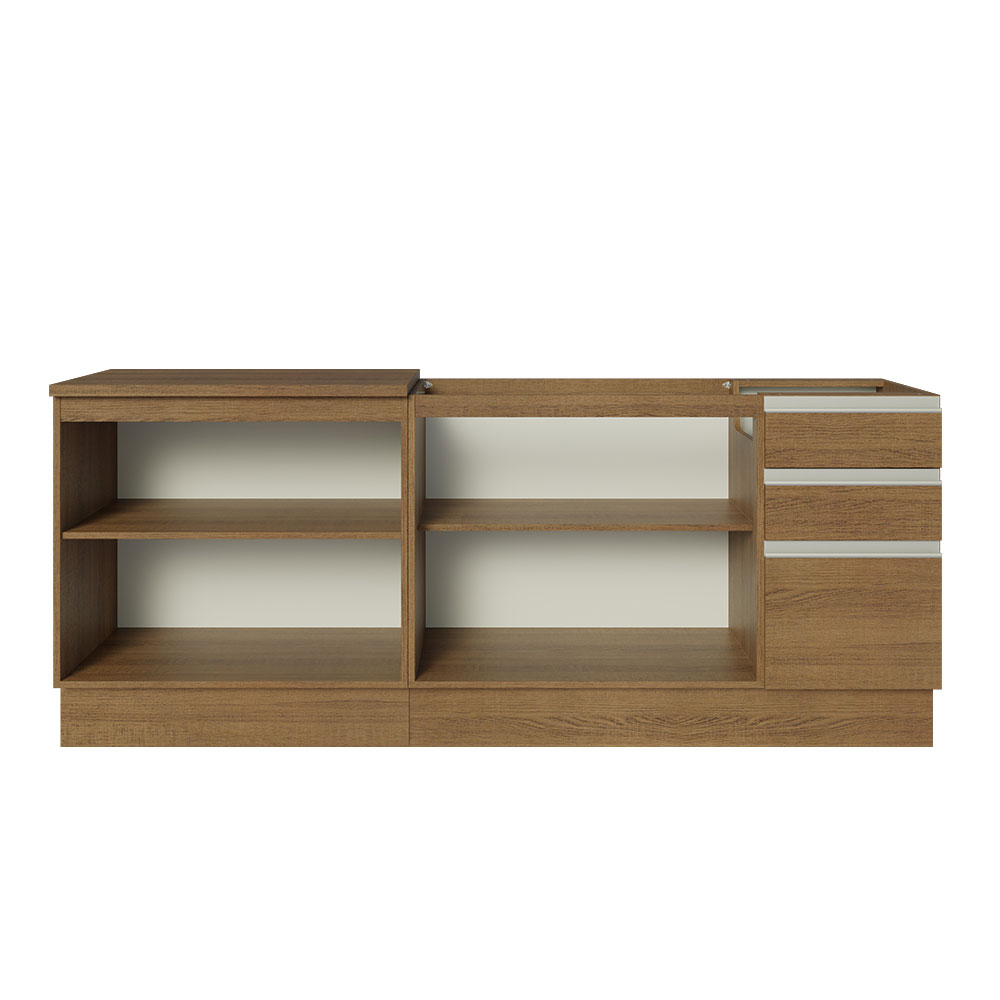 Mueble de Cocina 200cm Con Tarja Glamy Marron.