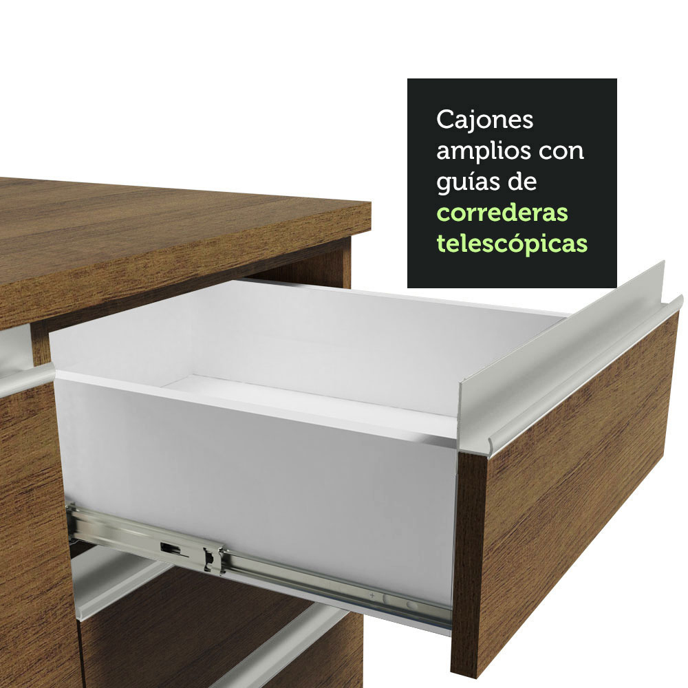 Mueble de Cocina 200cm Con Tarja Glamy Marron.
