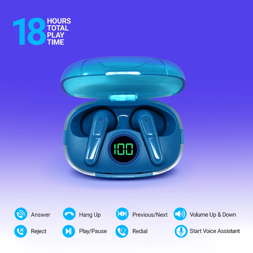 Audifonos Tech Theory Glow Pro Mas Reloj Inteligente ZL02 Azul Monitor De Salud.