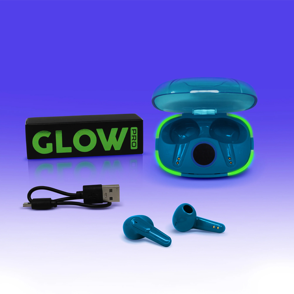 Audifonos Tech Theory Glow Pro Mas Reloj Inteligente ZL02 Azul Monitor De Salud.