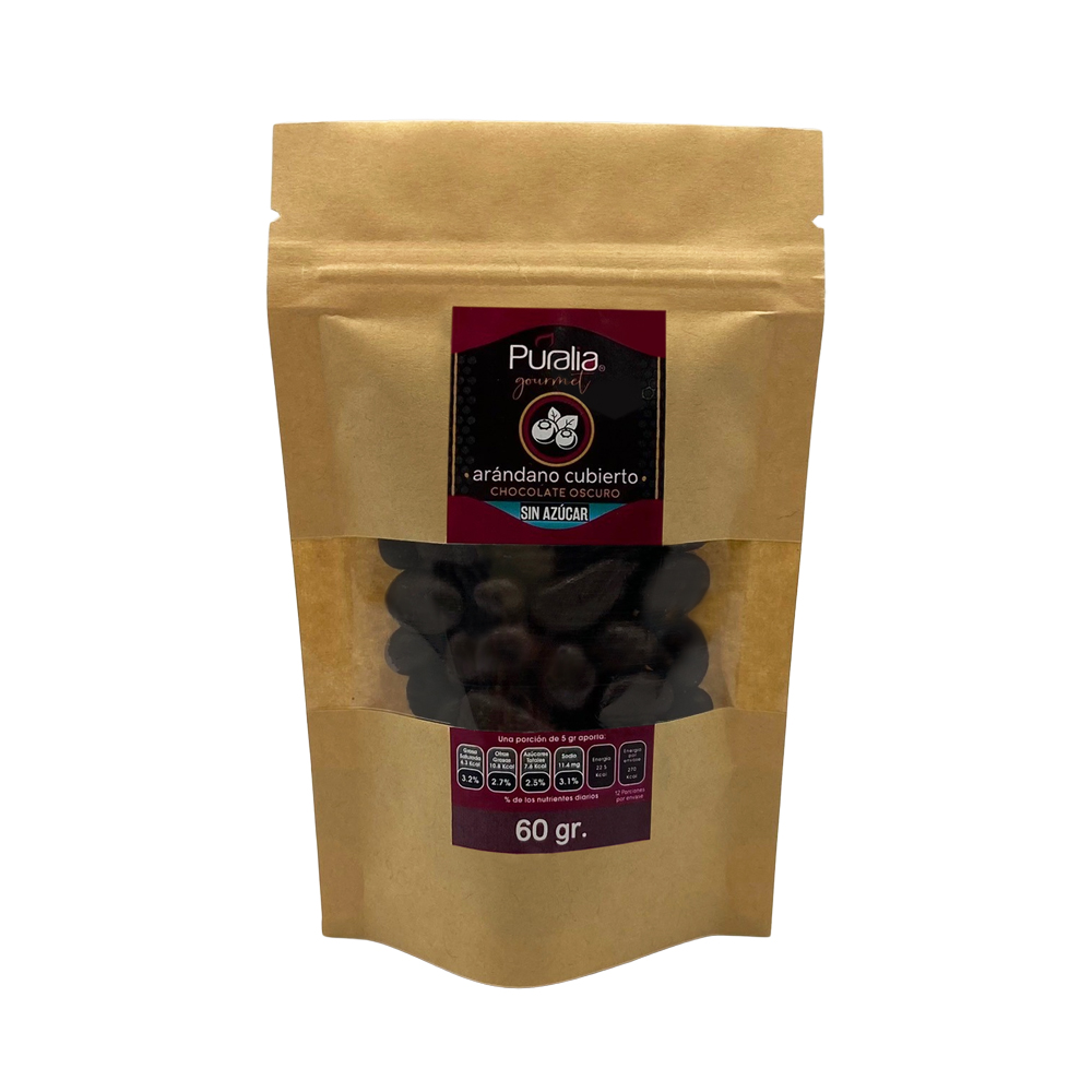 Puralia Gourmet Arándano Cubierto Con Chocolate Sin Azúcar 60 g