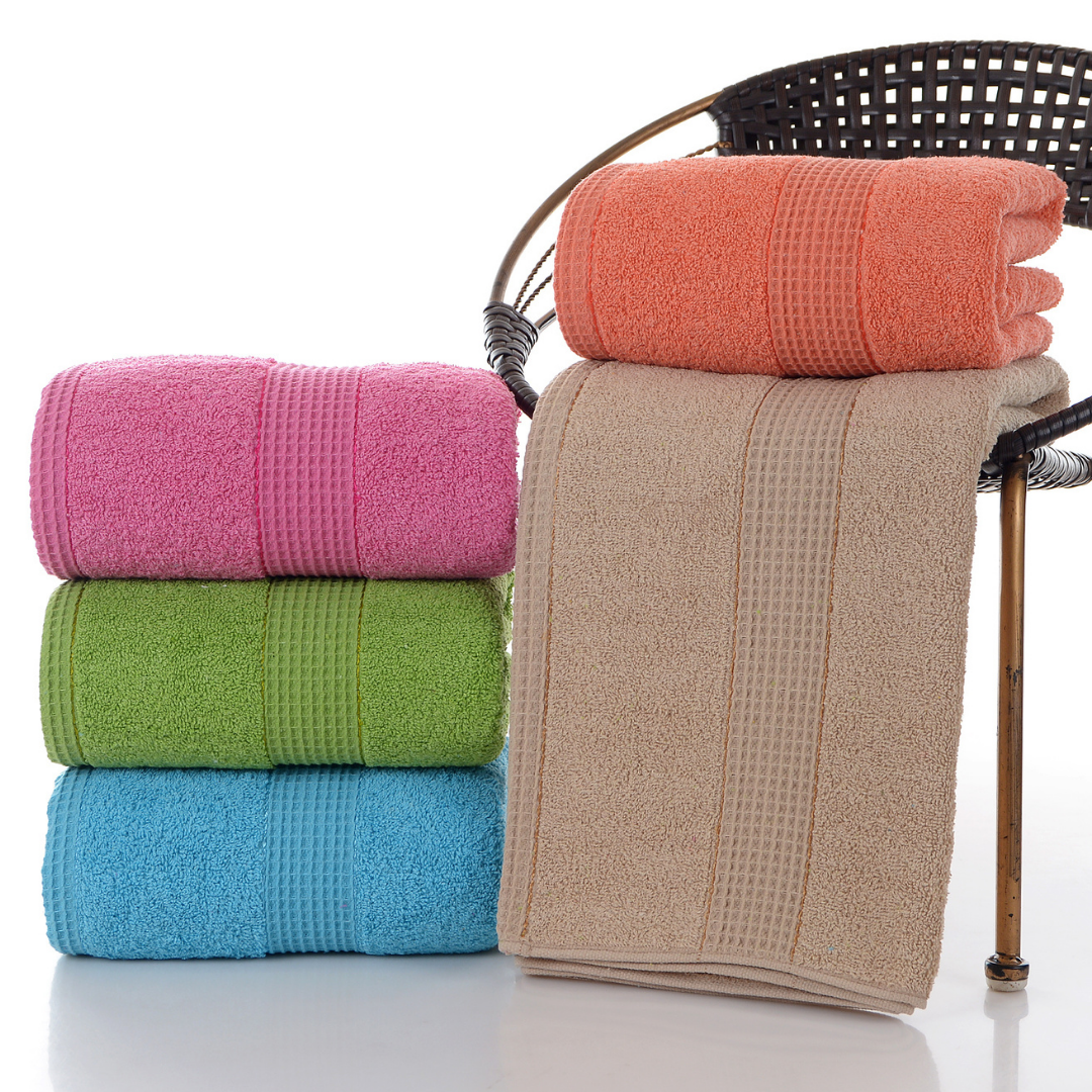 Toallas de baño Grandes de algodón 80%, Juego de 5 Toallas, 600 Gramos por Metro Cuadrado, Colores Vibrantes Secado rápido y superabosrbentes (Cuadros).