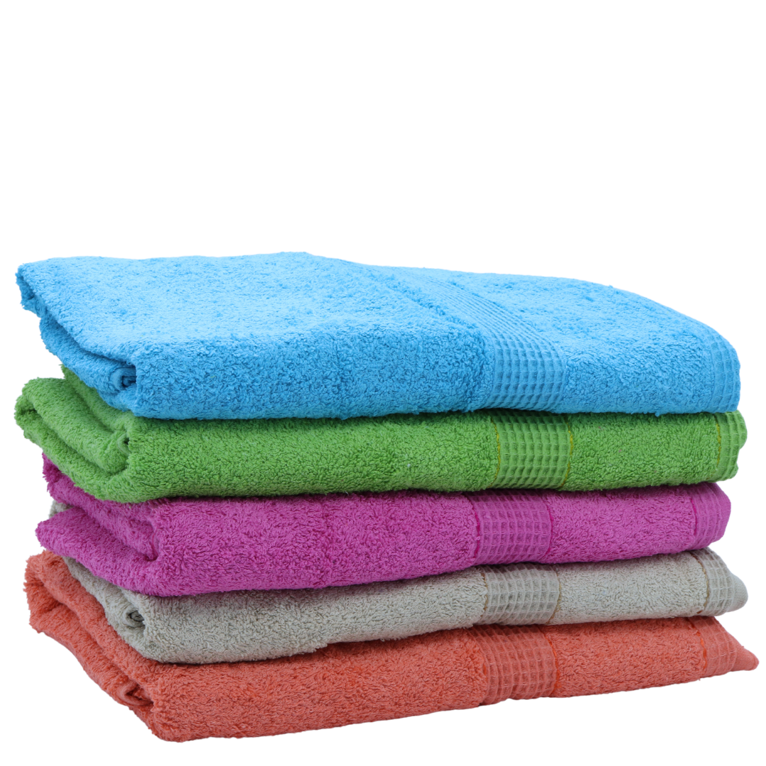 Toallas de baño Grandes de algodón 80%, Juego de 5 Toallas, 600 Gramos por Metro Cuadrado, Colores Vibrantes Secado rápido y superabosrbentes (Cuadros).