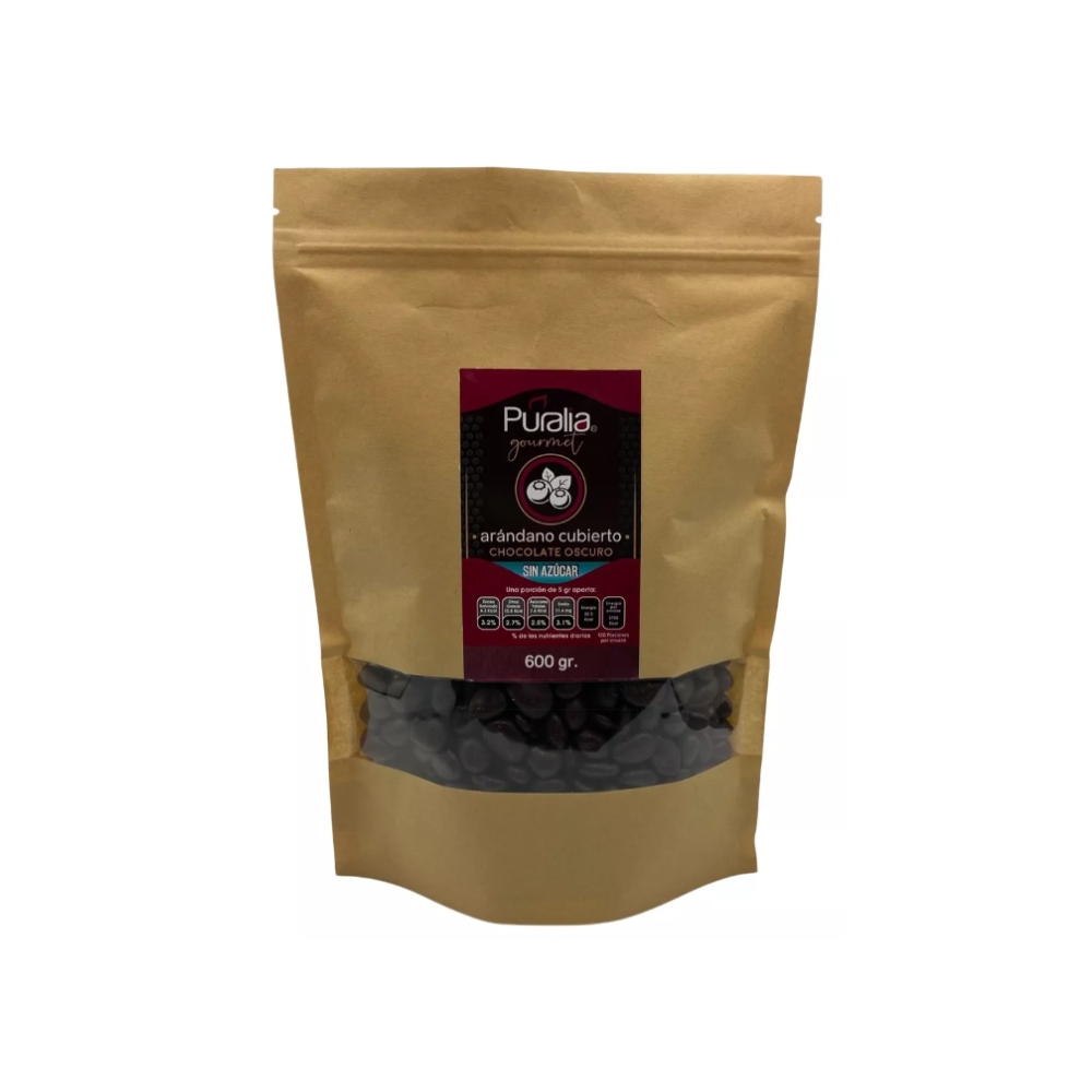 Puralia Gourmet Arándano Cubierto Con Chocolate Sin Azúcar 600 g.