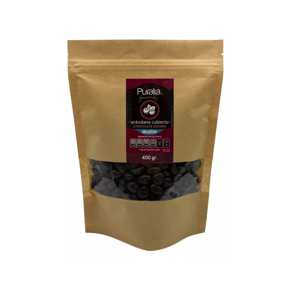 Puralia Gourmet Arándano Cubierto Con Chocolate Sin Azúcar 400 g.