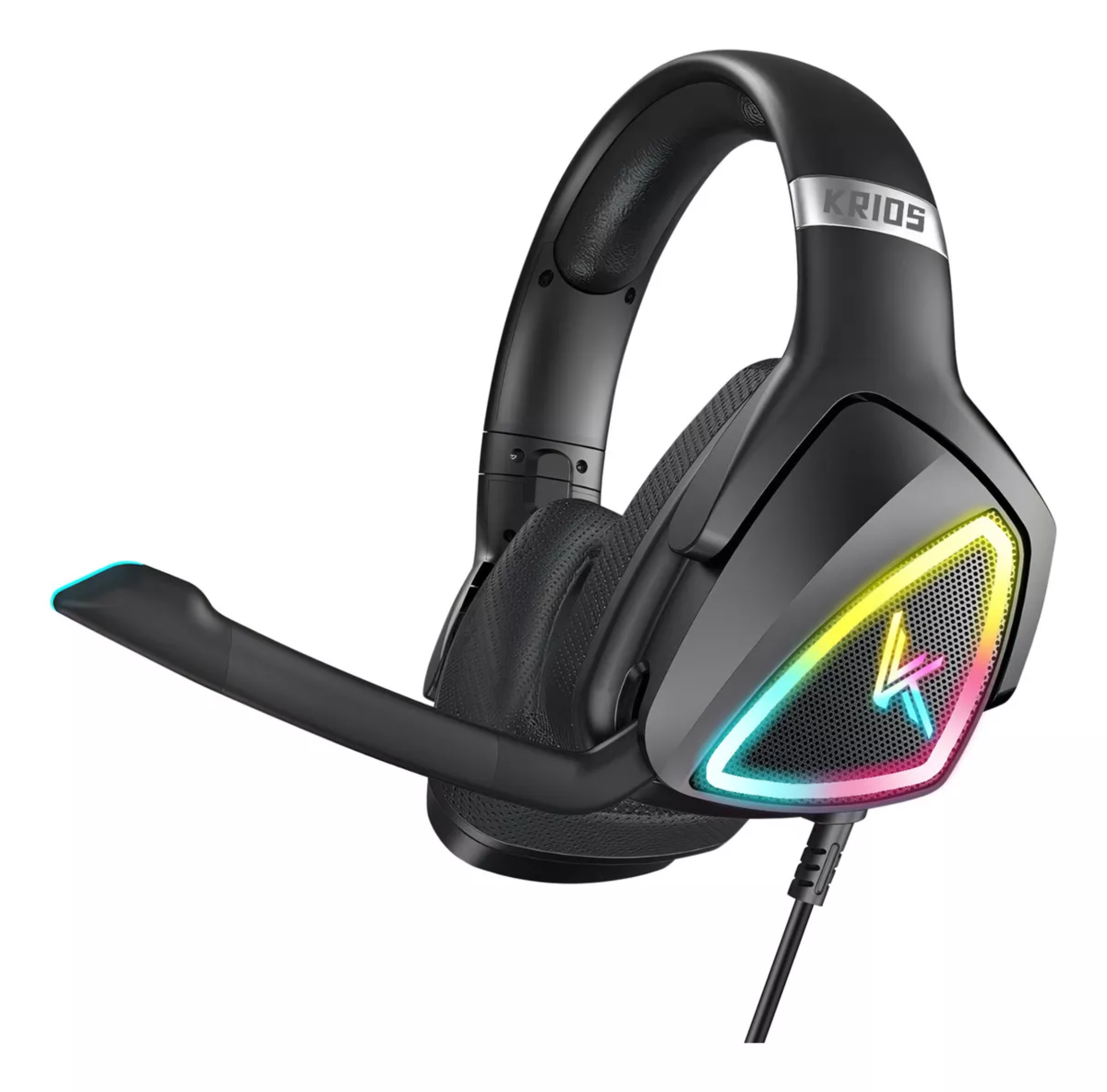 Audífonos Gamer KRIOS K7 Diadema Gaming Headset Gamer Con Microfono Led Rgb Para Xbox Pc Ps4 Color Negro.