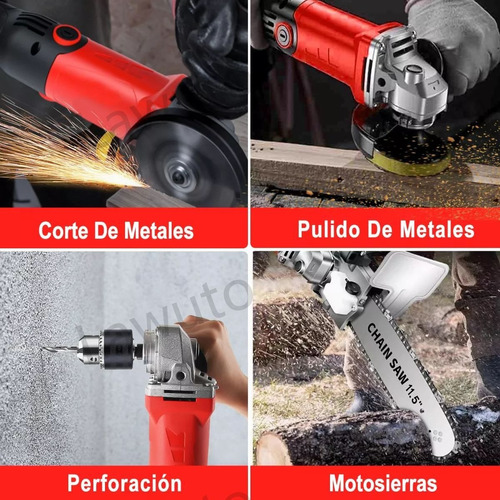 Esmeriladora Angular 2200 W 3 En 1 Con Taladro Y Motosierras