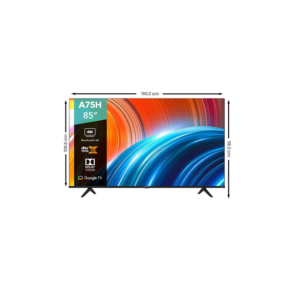 Pantalla Smart TV Hisense LED de 85 pulgadas 4K/UHD 85A75H con Google TV
