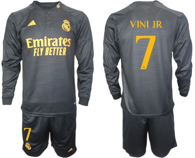 Nuevo! Jersey Real Madrid 2023/2024 Tercero Negro Manga Larga Vinicius Jr 7 Talla M