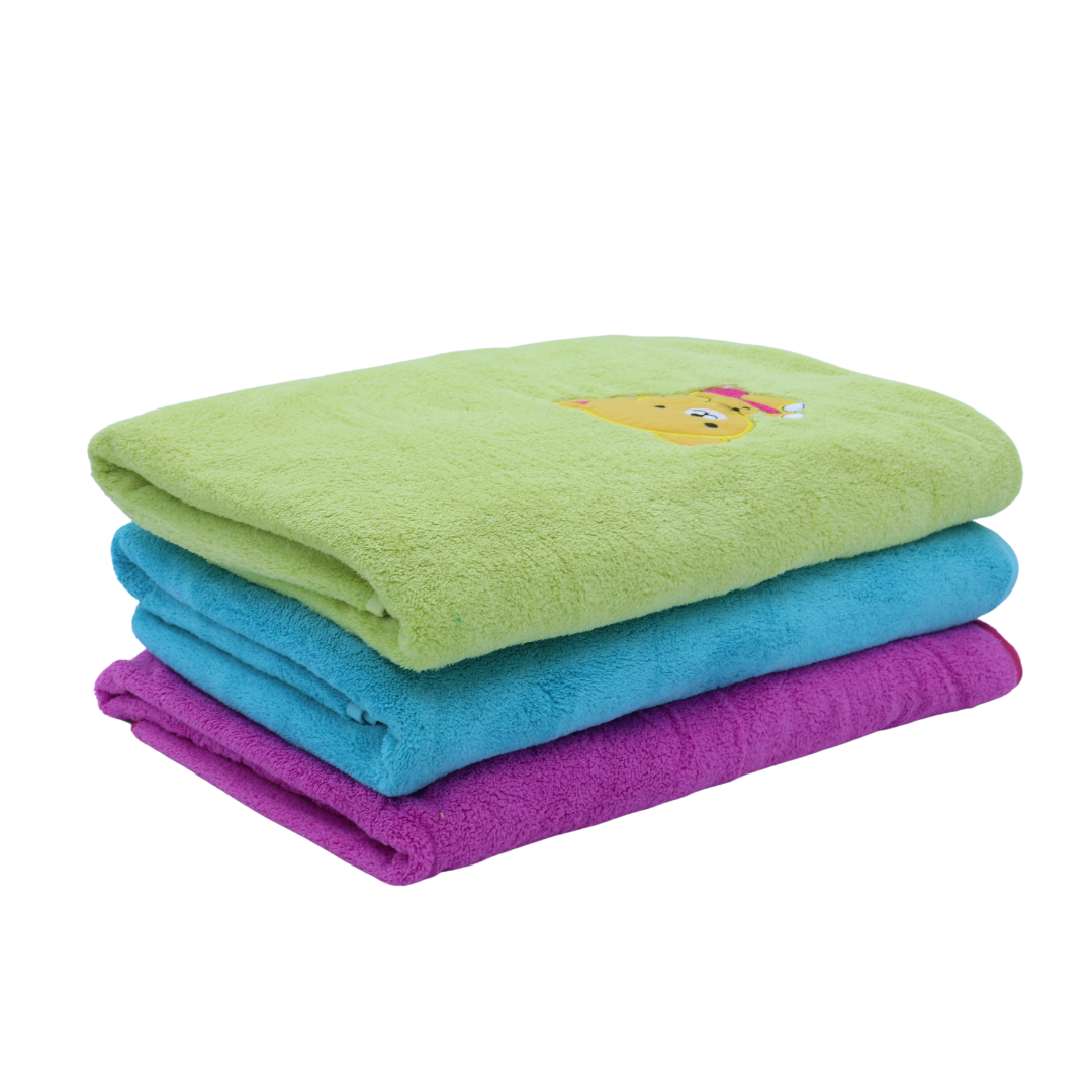 Juego de 3 Toallas de Baño Niño, 70 * 140cm Toalla de Baño para Bebe Microfibra, Suave y Absorbente Toalla de Baño para Manta, para Niños Pequeños,Toalla (Morado Verde y Azul).