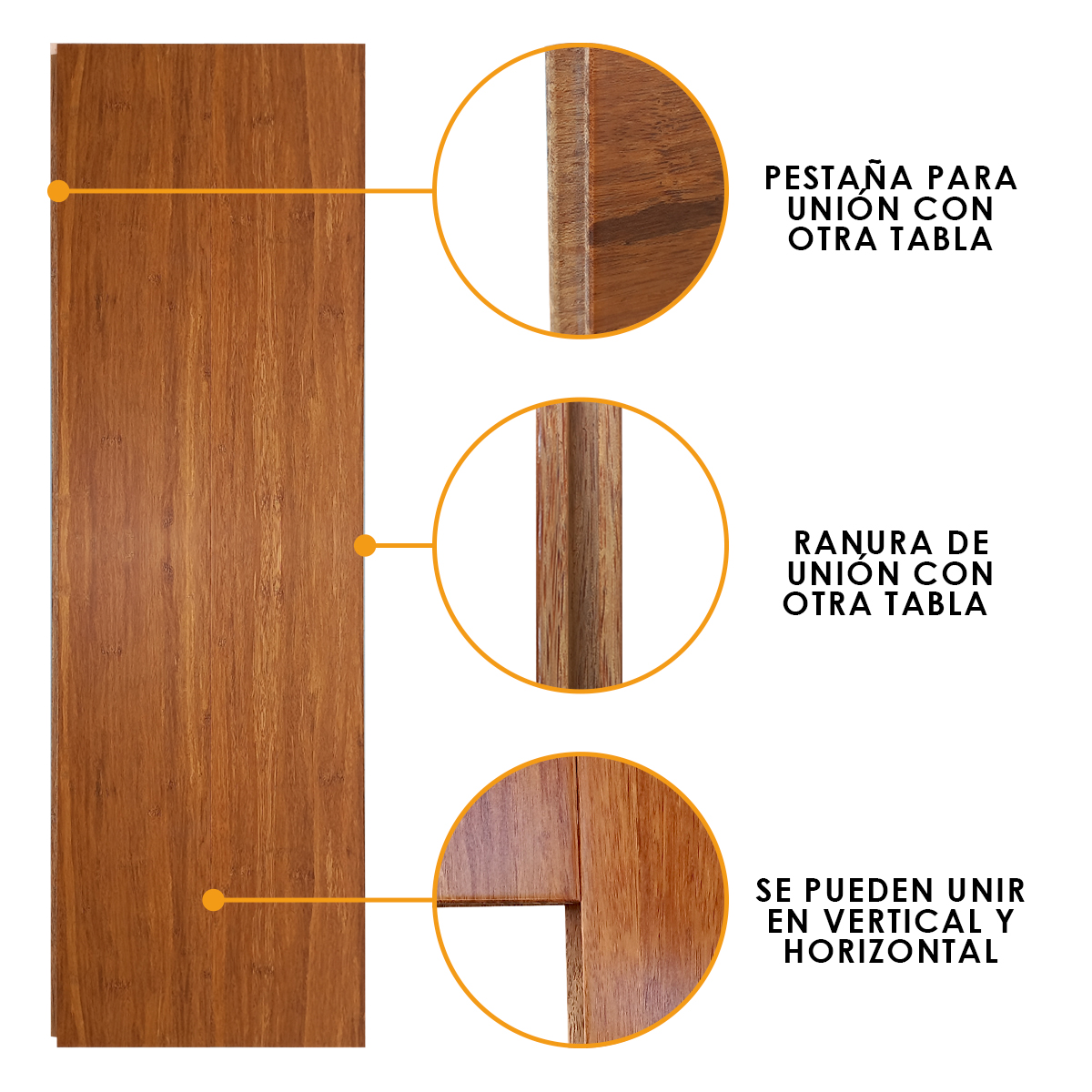Piso 100% De Bambú Carbonizado Liso Vertical.