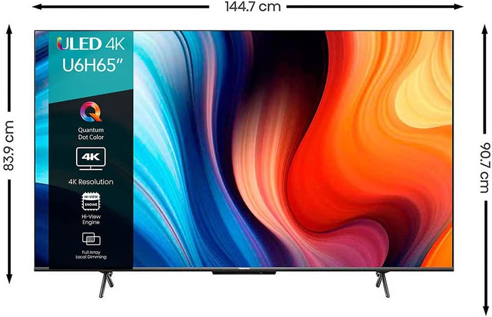 Pantalla 4K Smart ULED 65U6H de 65" Hisense Google TV