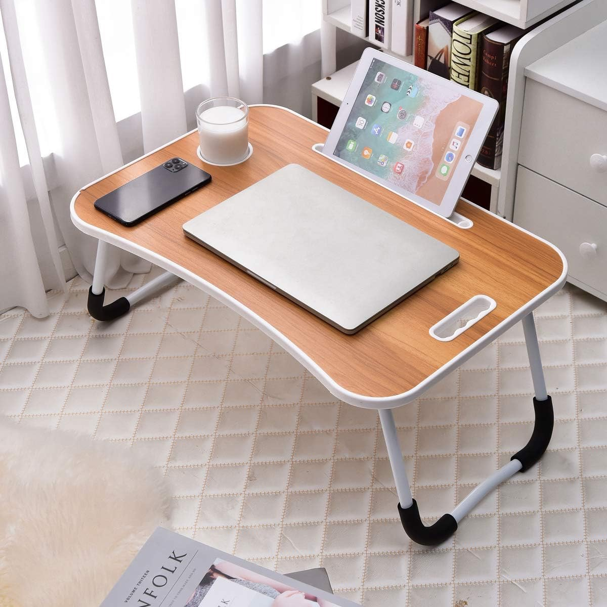 Mesa Para Cama Desayuno Plegable Notebook Laptop Portátil Multiusos MADERA.