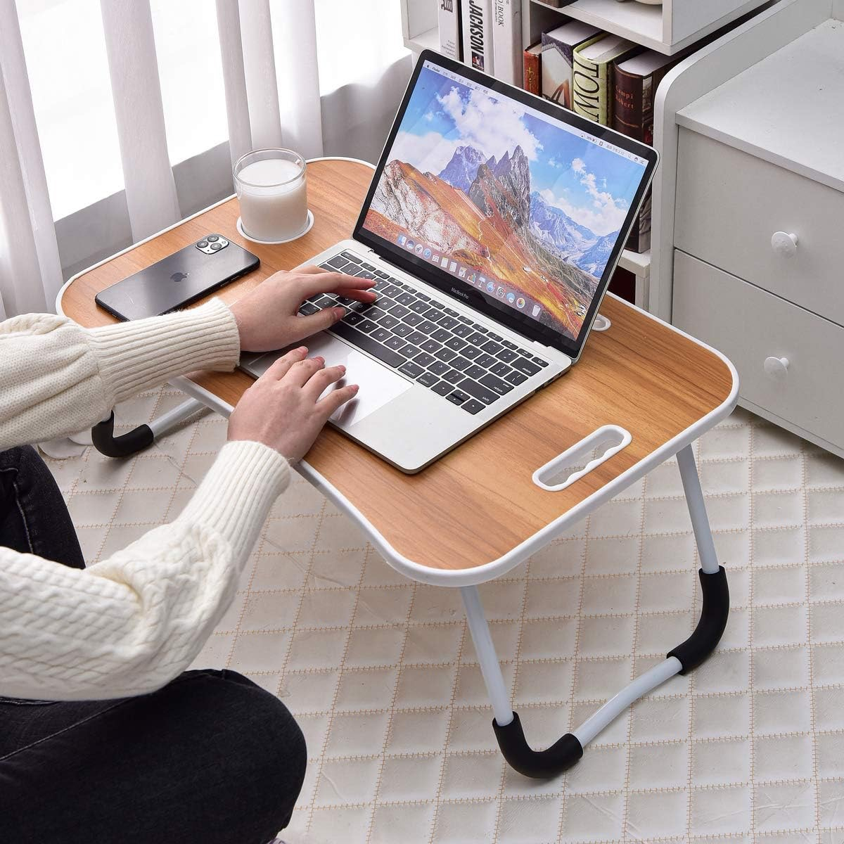 Mesa Para Cama Desayuno Plegable Notebook Laptop Portátil Multiusos MADERA.