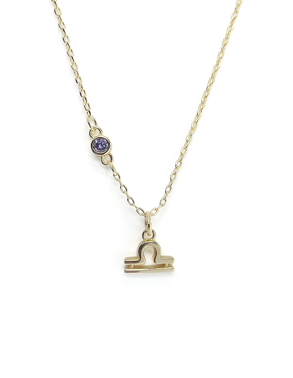 Collar Libra Zvezda de chapa de oro amarillo de 18k corte Signos zodiacales.