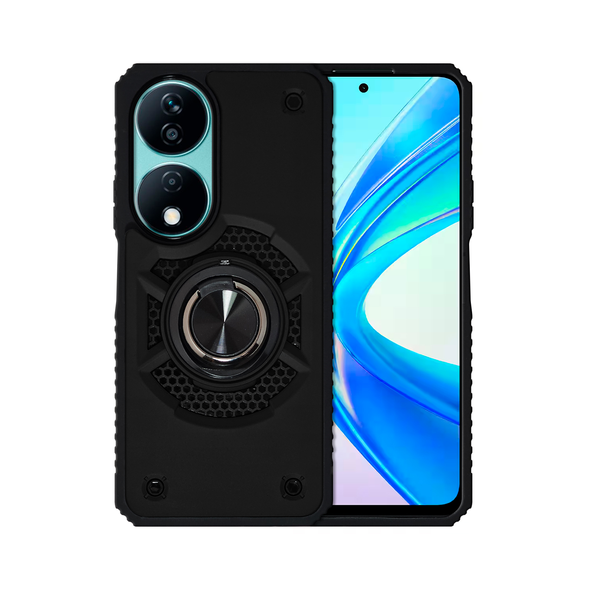 Funda Uso Rudo Anillo Capitán Para Honor X7b Negro