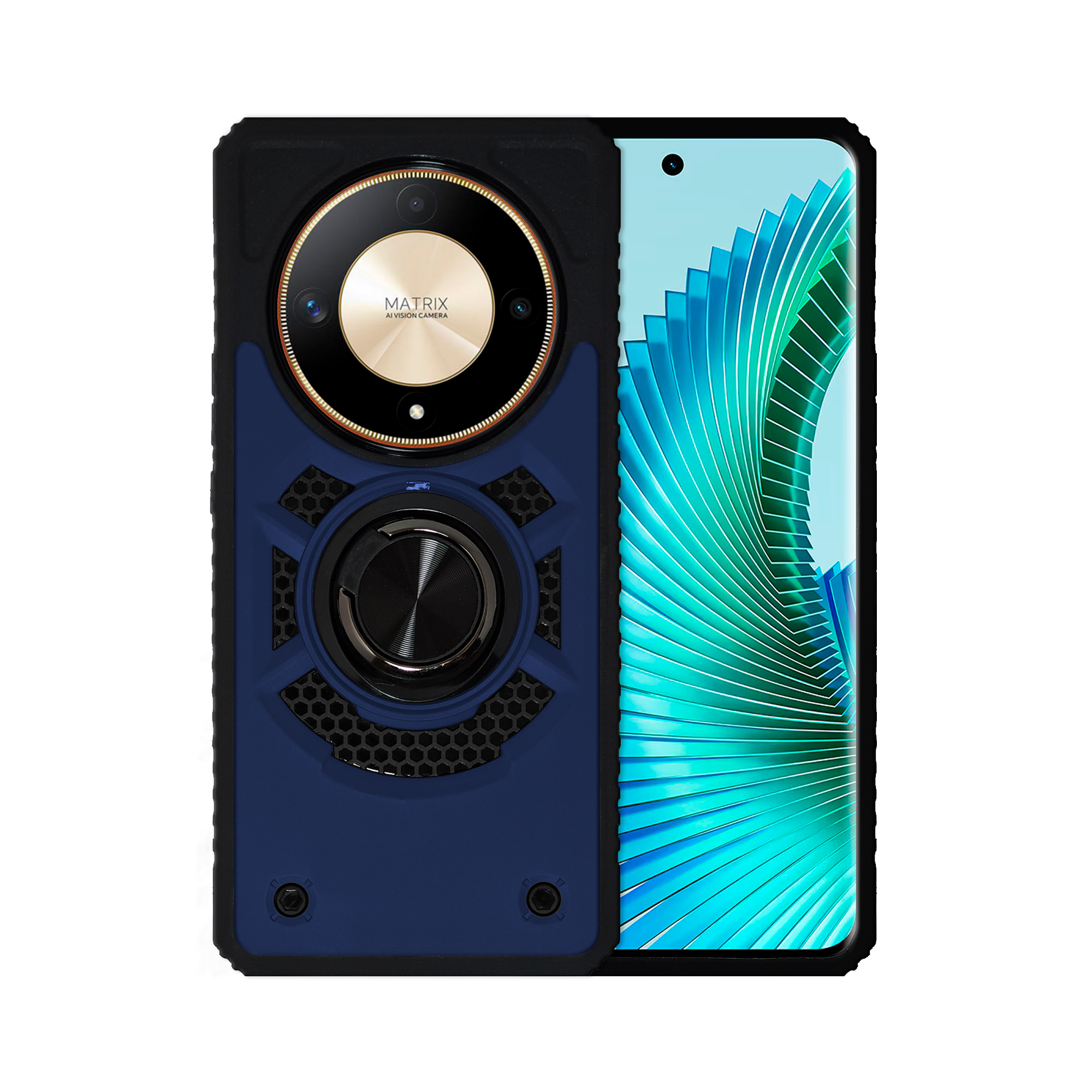 Funda Uso Rudo con Anillo Capitán Para Honor Magic 6 Lite / Honor X9b Azul