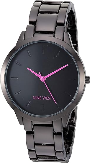  Reloj de mujer Nine West de diseñador 36mm NW/2435PRGY Negro Mate.