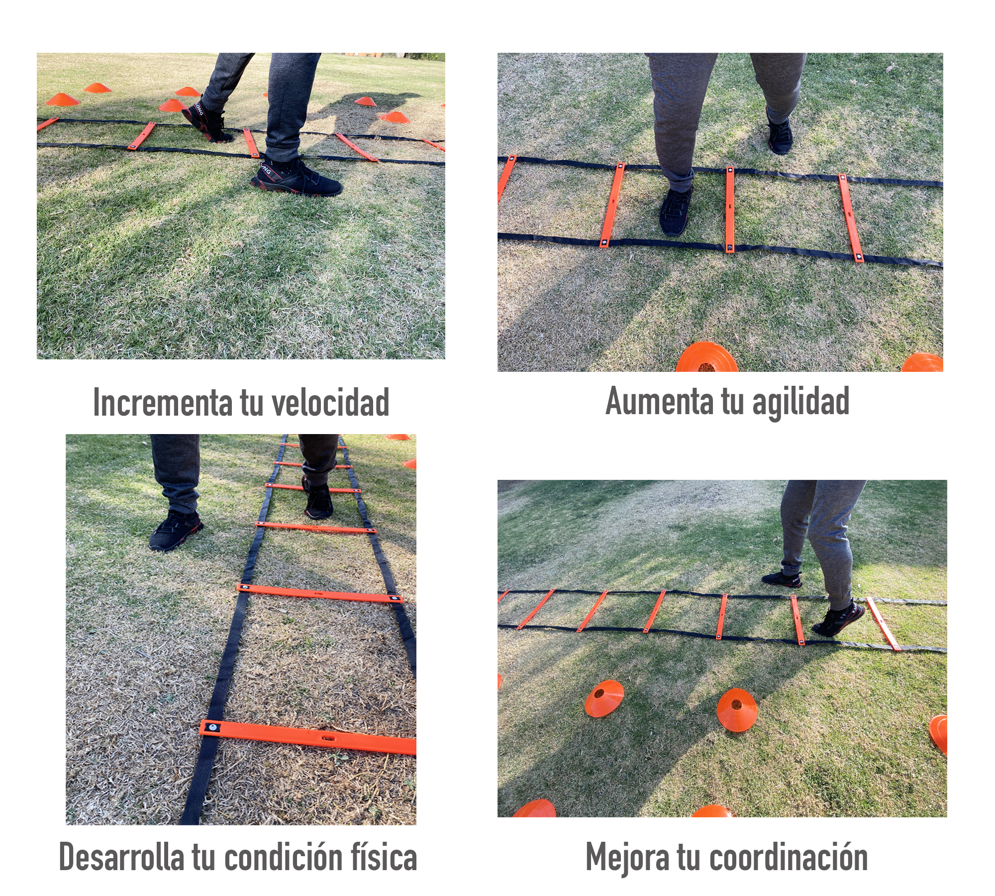 Escalera de Agilidad y Coordinación de 6 metros con 12 Conos .