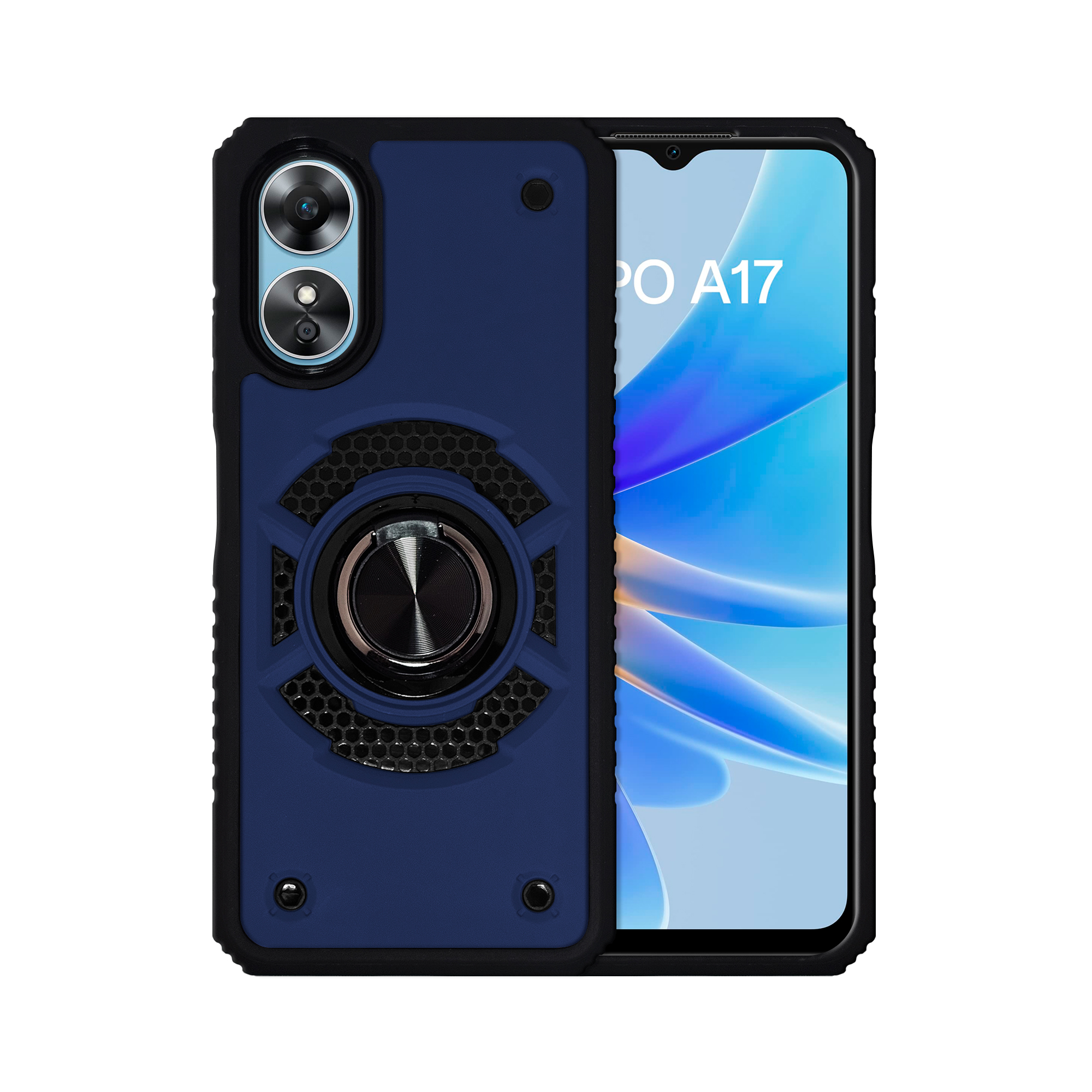 Funda Uso Rudo Anillo Capitán Para Oppo A17 Azul