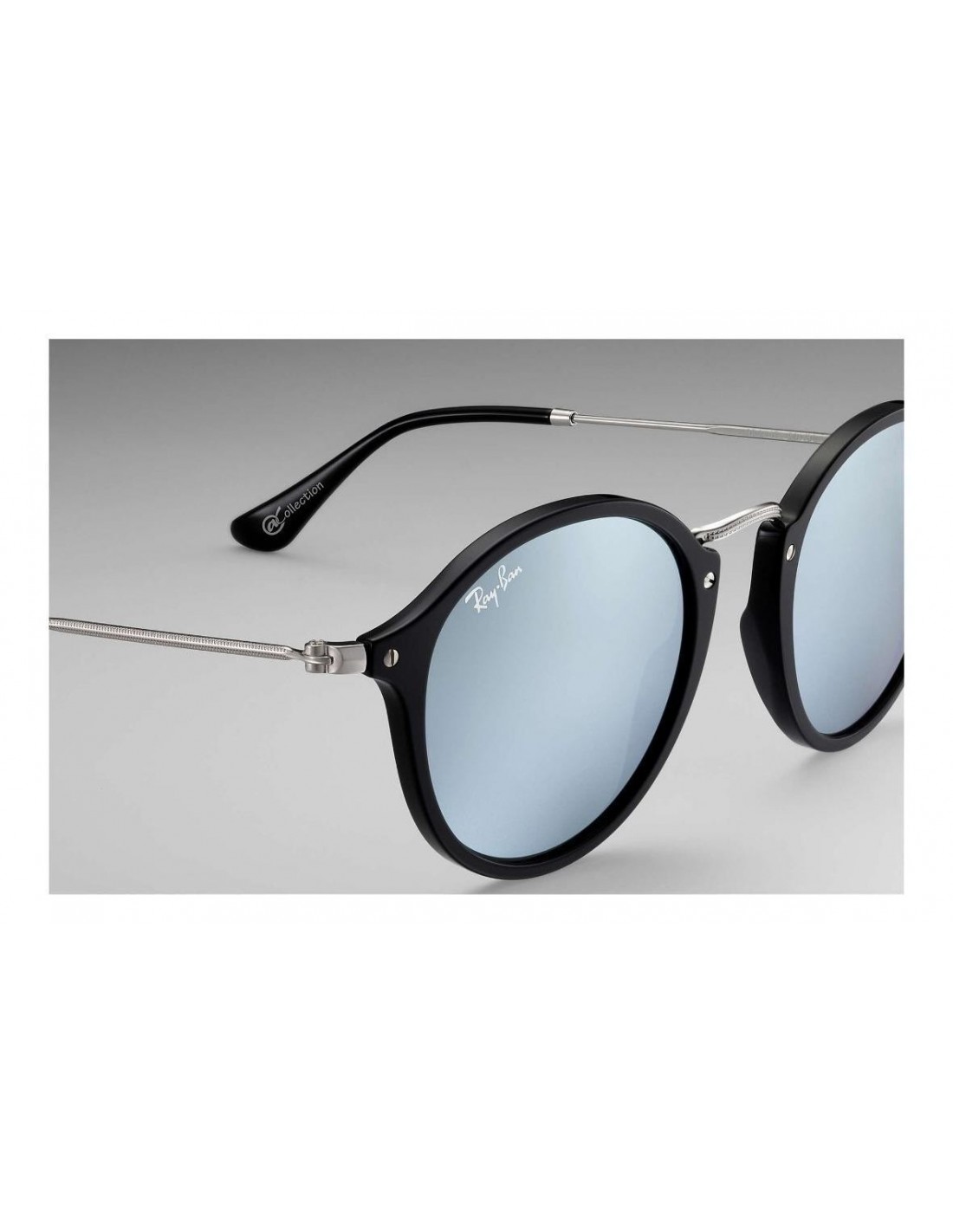 Lentes de sol Ray Ban Rb2447 901/30 Round Fleck Plata Espejo Negro