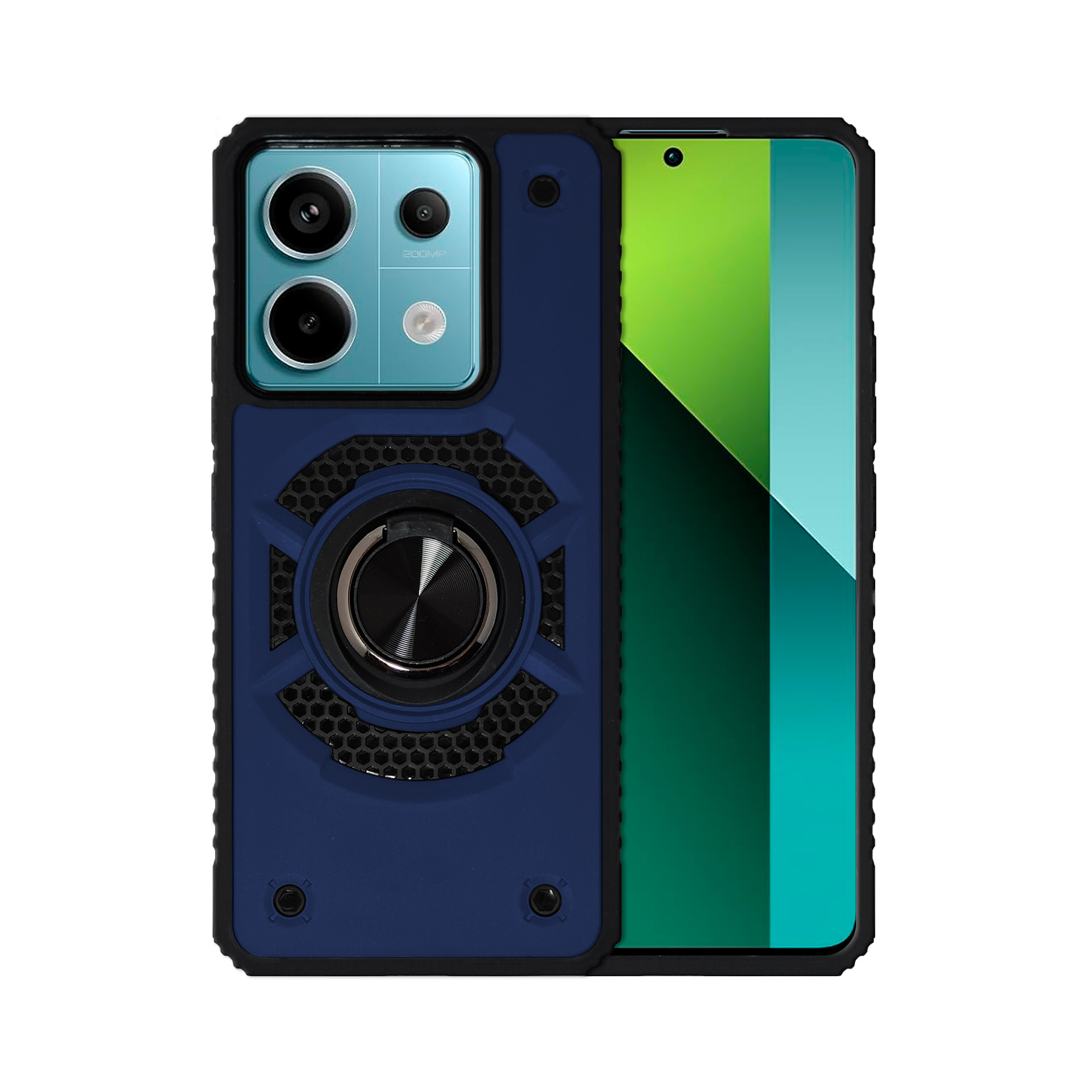 Funda Uso Rudo con Anillo Capitán Para Xiaomi Redmi Note 13 Pro Azul