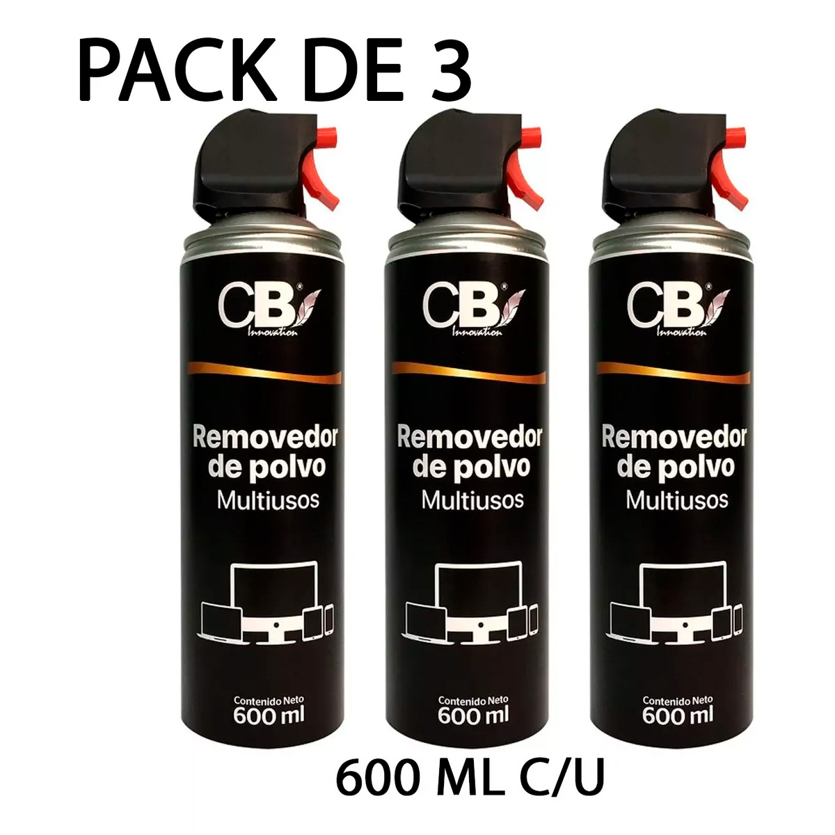 3 Aires Comprimido Limpieza Removedor De Polvo P Pc 600ml.