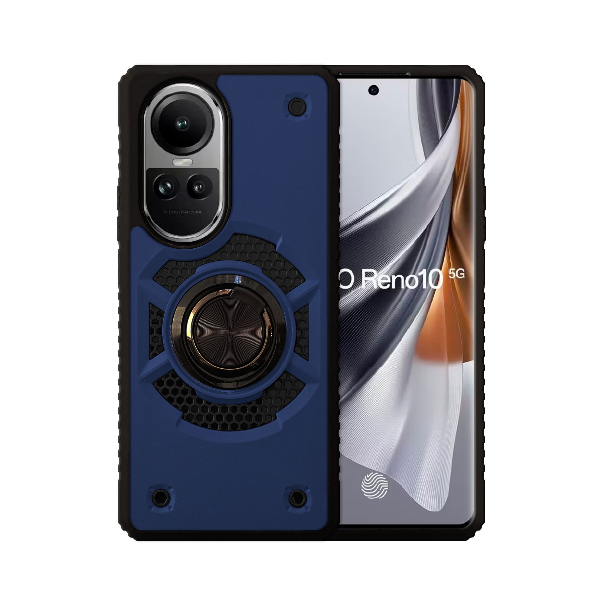 Funda Uso Rudo con Anillo Capitán Para Oppo Reno 10 5G Azul