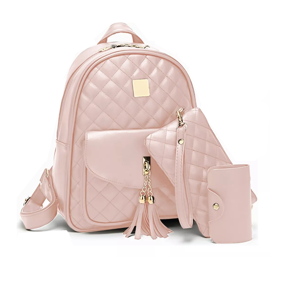 Mochilas Damas Bolsas De Cuero Versátil Rosa Conjunto 3 Pack