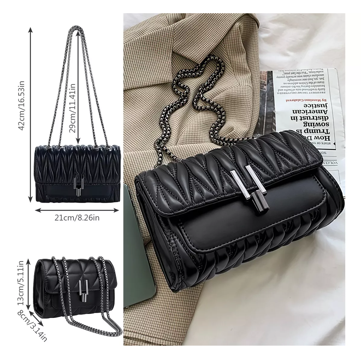 Bolsa Lencería Bolsa Cadena Moda Crossbody Hombro Elegante