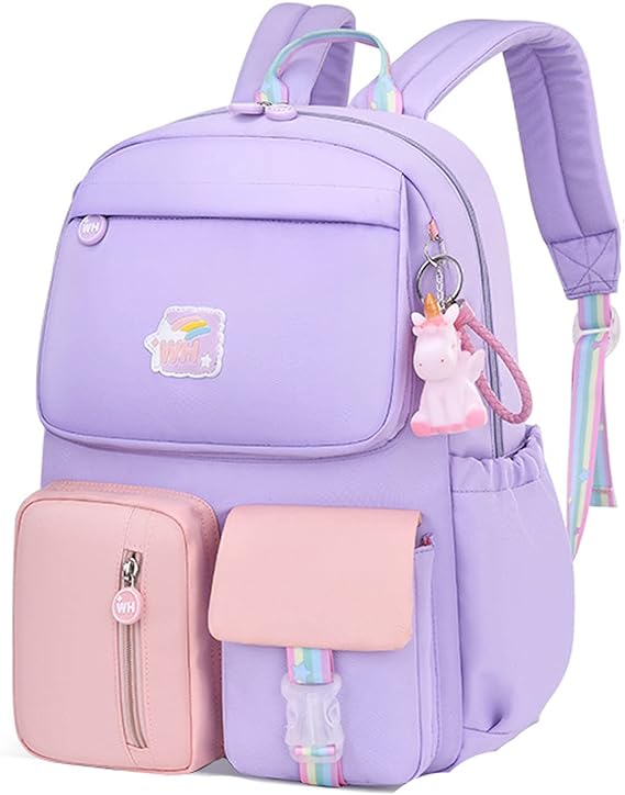 A WYCY Mochila Para Niños Bonito Colgante de Unicornio Mochila Escolar Niña Mochila Kawaii Repelente al Agua Mochila Escolar a Juego de Colores.
