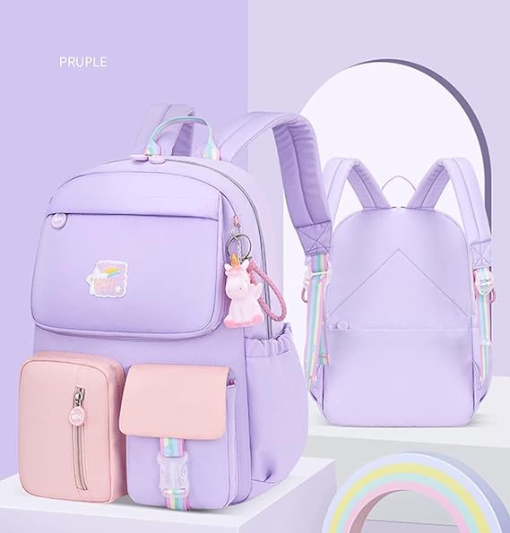 A WYCY Mochila Para Niños Bonito Colgante de Unicornio Mochila Escolar Niña Mochila Kawaii Repelente al Agua Mochila Escolar a Juego de Colores.