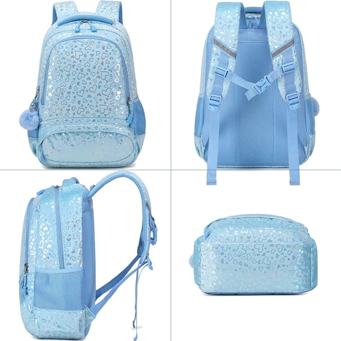 A Juego de mochilas para niñas Mochila escolar para niños Preescolar Jardín de infancia Escuela primaria Mochila con bolsa de almuerzo 3 en 1 Juego Mochila de peluche resistente al agua.