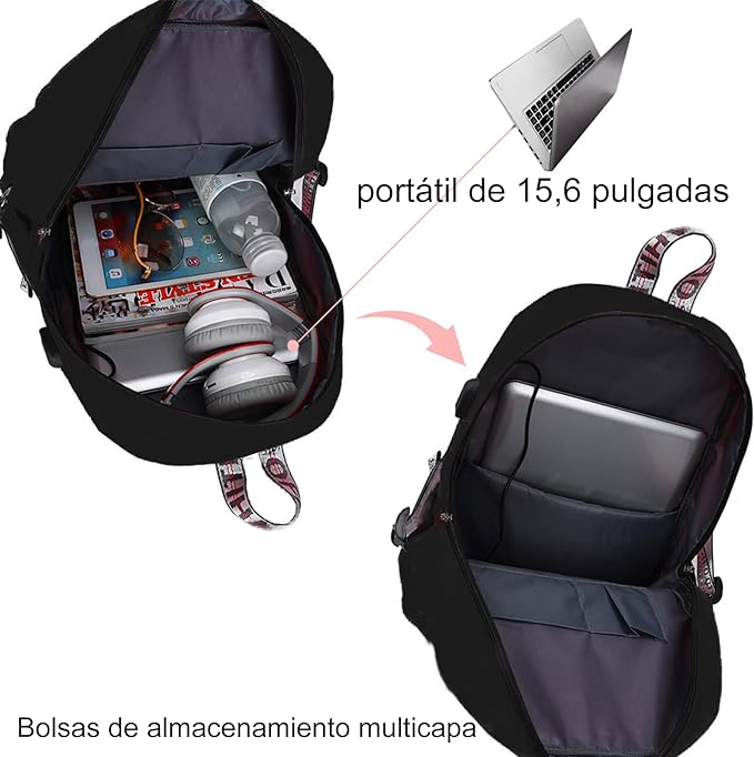 A Mochilas Kawaii para Mujer, Mujer Mochila Escolar Juvenil Laptop Estudiante Universitaria Mochila Teen Hairball Pull Flower Mochila Adolescentes Escolares Antirrobo Con Puerto De Carga USB.